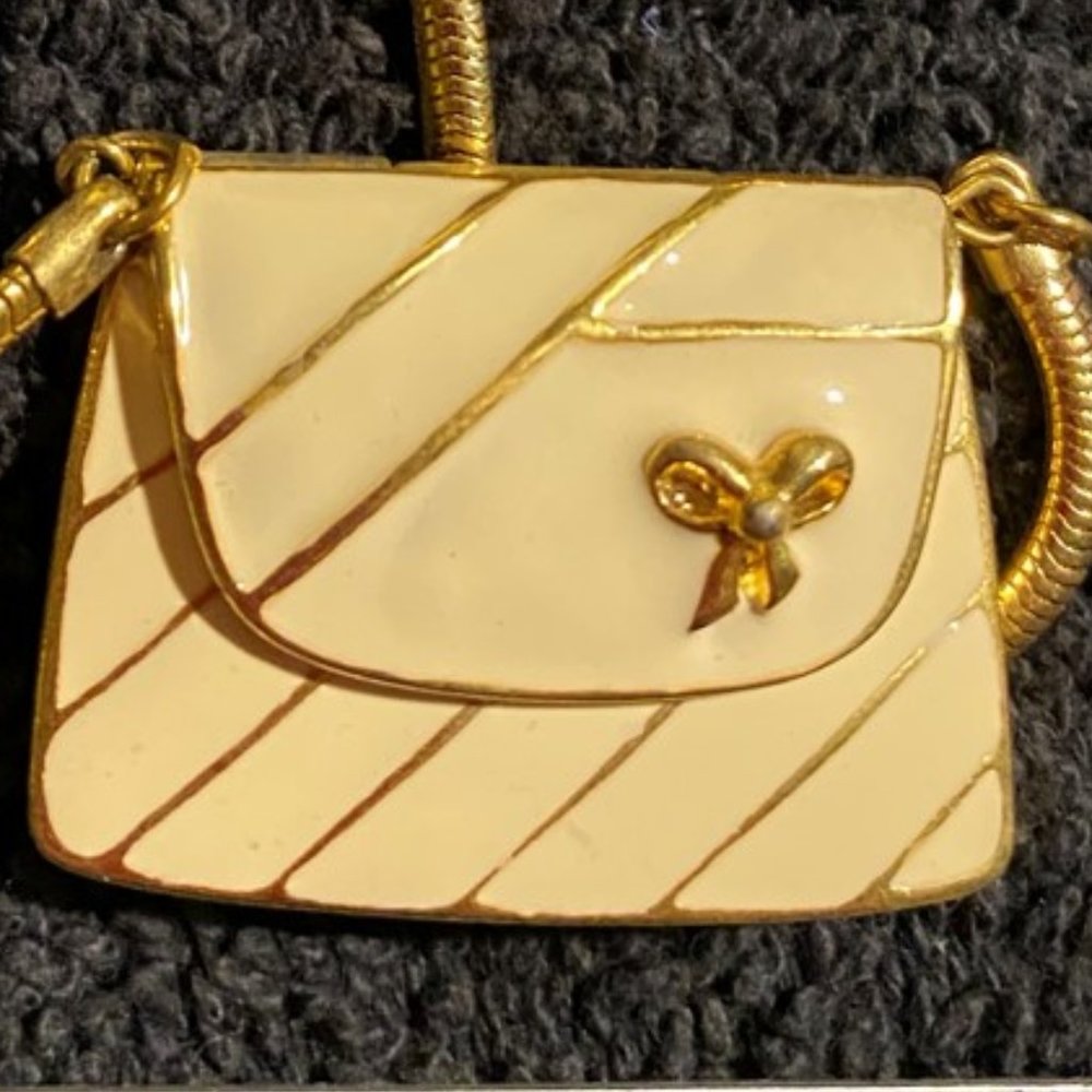 Cream and Gold purse necklace